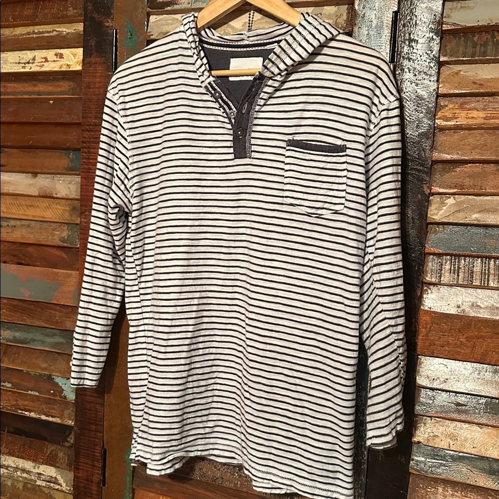 Paper Denim & Cloth Navy Striped lightweight Hoodie small